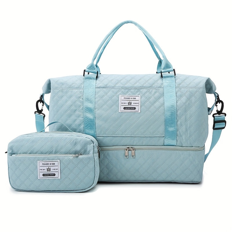 Juego de 2 bolsas de almacenamiento para equipaje, ligeras y plegables, expandibles, bolsa de viaje portátil para fin de semana y pernoctación, bolsa de fin de semana, bolsa de hospital, bolso tote para mujer para viajes de negocios, viajes, deportes, sen