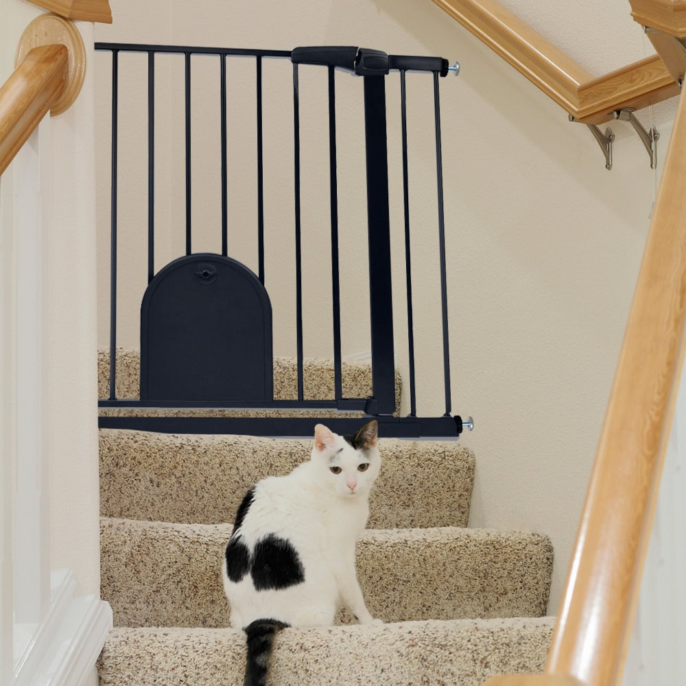 Puerta de seguridad para escaleras y puerta para animales, puerta de seguridad N Stop sin taladrar con rejilla de metal
