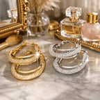 Aros de Oro Chapado en 14K para Mujer – Aros Brillantes y Texturizados, Joyería Elegante para el Día a Día, Fiestas, Bodas y Regalos