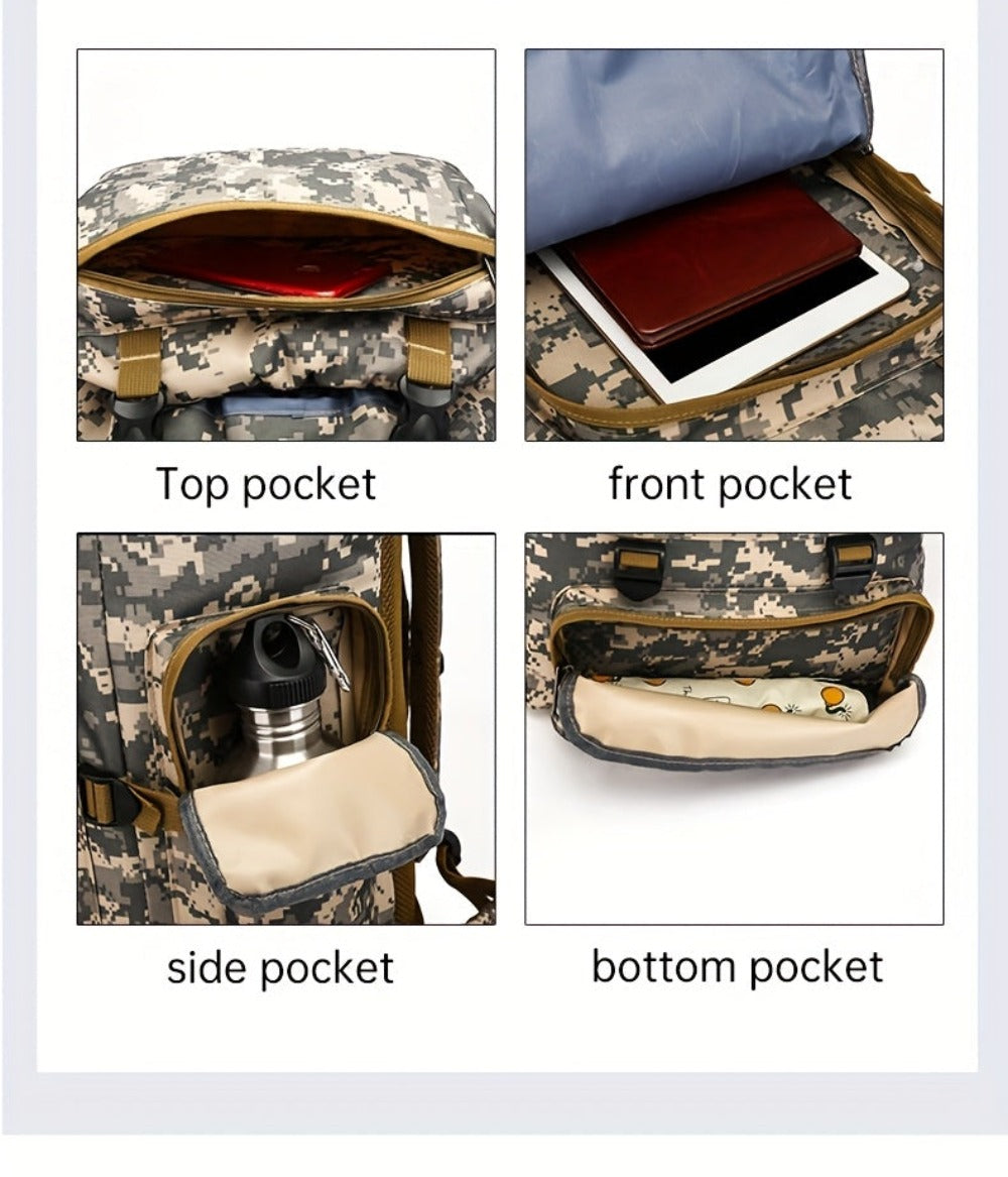 Un conjunto de dos piezas, una mochila para senderismo y montañismo