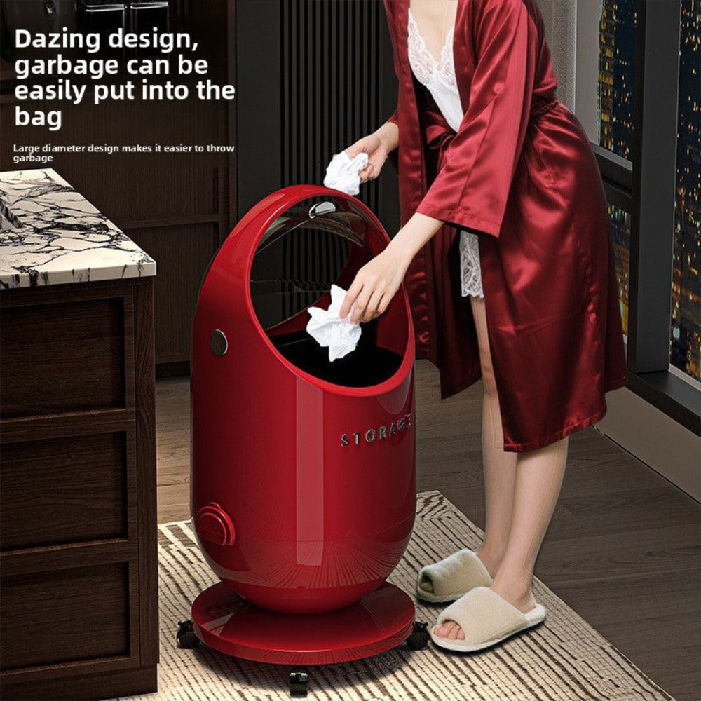 Cubo de Basura Contemporáneo de 20L con Tapa Segura y Ruedas, Plástico Resistente, Agarre Cómodo, Diseño Compacto, Control de Olores, Ideal para Cocina, Oficina, Salón
