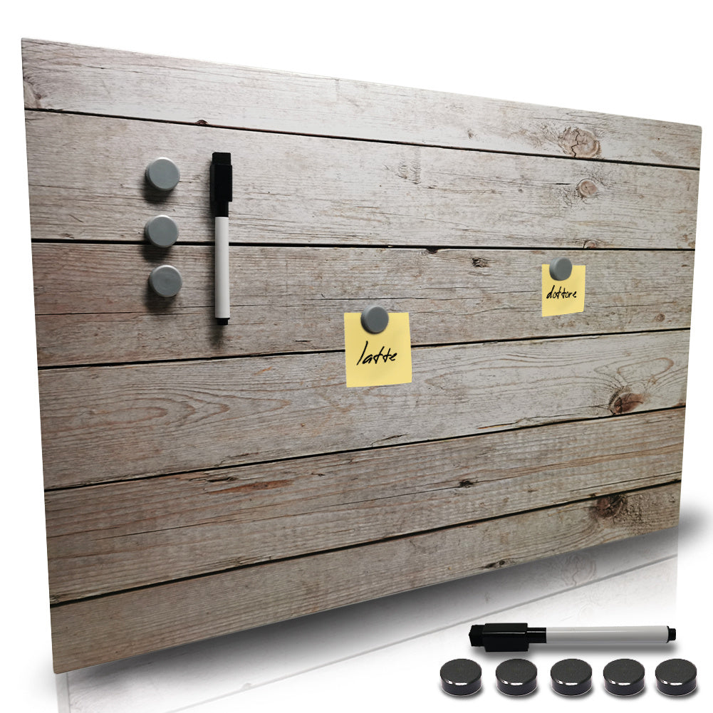 BAKAJI Pizarra Blanca Magnética con 5 Imanes y 1 Marcador, Tablero de Notas Montado en la Pared, Ideal para Cocina, Sala de Estar, Entrada, 60 x 40 cm