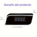 Cámara de reloj HD 1080P con gran angular de 110 grados y visión nocturna, grabación en bucle y funciones de alarma avanzadas. Cámara de reloj de escritorio WIFI6 con control por aplicación. Adecuada para monitoreo de seguridad interior en hogares, interi