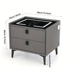 Mesita de noche, organizador de mesita de noche con luz LED, mesita de noche de 2 cajones, cómoda para sala de estar/dormitorio