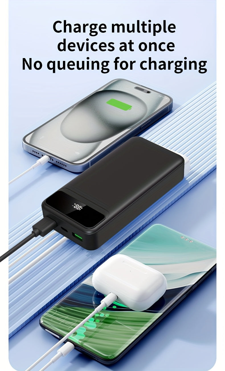 Batería externa | PD66W Carga Súper Rápida, Batería Portátil de Alta Capacidad 50000mAh, Pantalla LED de Energía/Puertos de Salida Rápida Dobles
