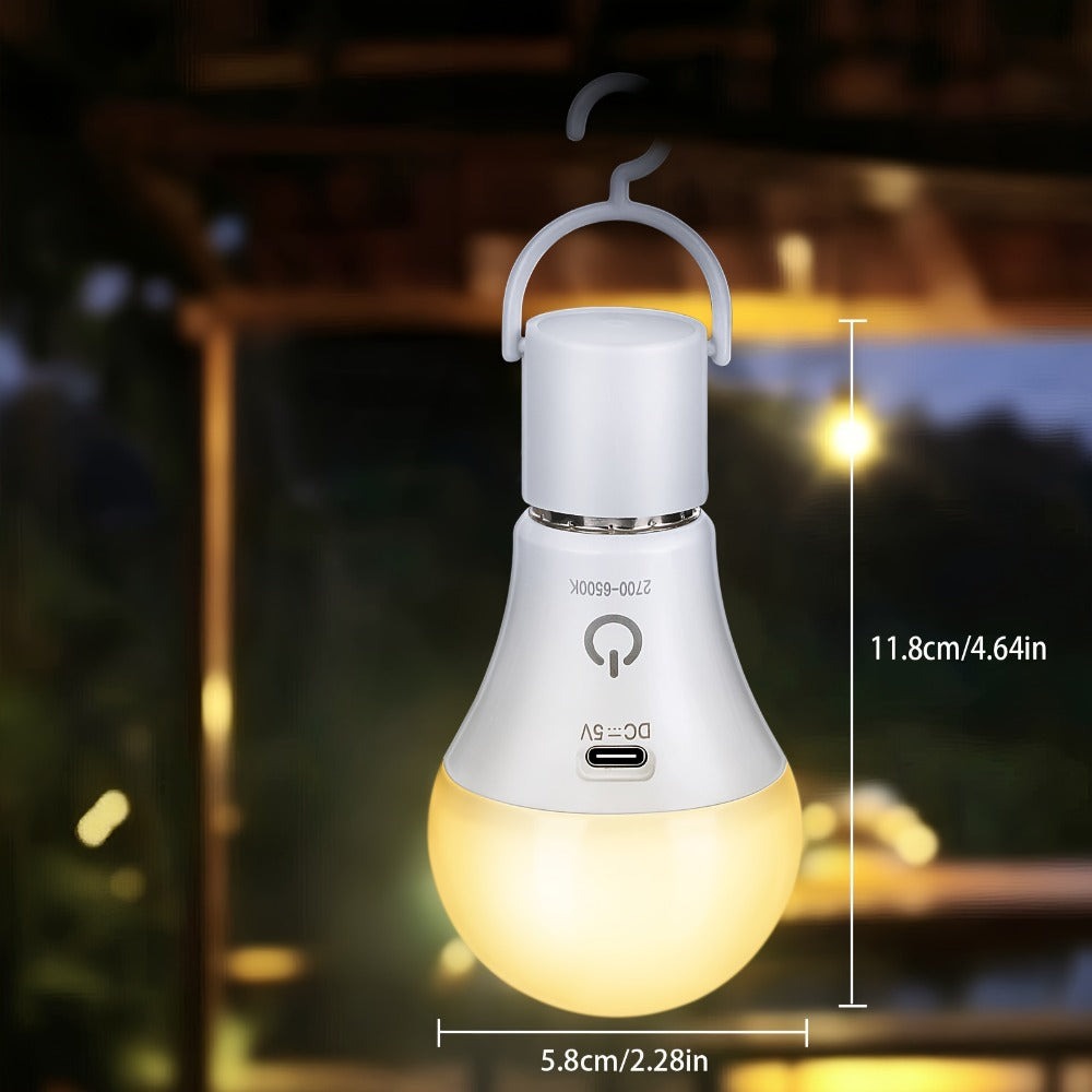 Kimjo E27 Fuente de Iluminación Recargable con Batería - Fuente Recargable con Control Remoto E27 7W - Fuente de Luz con Batería USB 3 Colores Regulable con Función de Temporizador - Luz de Emergencia con Control Táctil