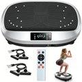 Placa de vibración de cuerpo completo con 6 programas de entrenamiento, masaje electromagnético de 120 niveles, motor silencioso, control remoto incorporado, superficie antideslizante + bandas de resistencia, equipo de fitness para el hogar de 120 kg de c