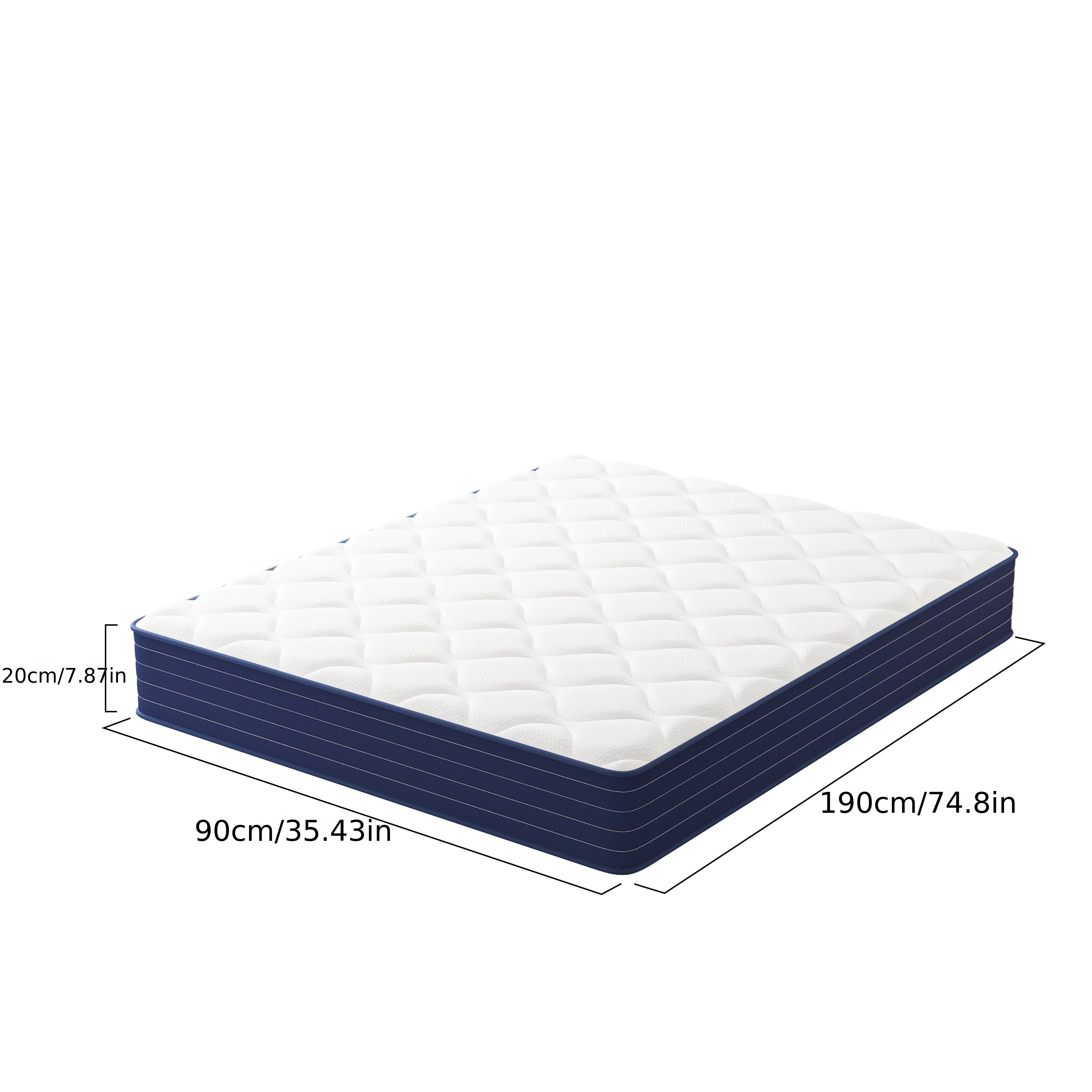 Colchón Híbrido - Colchón de Resorte Ojal de 20/25 cm, Resortes con Capa de Espuma Cómoda, Soporte de Firmeza Media, Tecnología de Absorción de Impactos, Superficie de Dormir Transpirable, Listo para Usar Directamente de la Caja