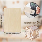 Dofiki 80 piezas de madera de tilo y contrachapado - Paneles de madera sin acabado A3 de alta calidad de 3 mm, contrachapado, grano de madera natural, superficie lisa, tilo adecuado para grabado láser, corte CNC, tallado de madera, artesanía, modelismo -