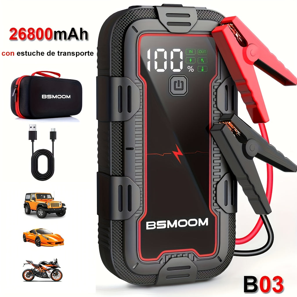 Arrancador de Coche 12V 8000A Pico, Batería Externas Auto, Caja de Arranque con Pantalla LCD y Luz LED (Compatible con Motores de Gasolina hasta 10.0L o Diésel)