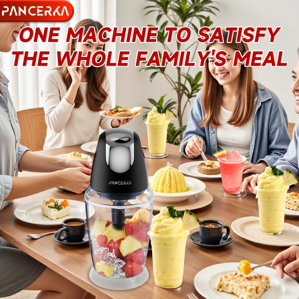PANCERKA 1500ML Procesador de Alimentos Eléctrico con Picadora de Carne, Picadora, Batidora de Huevos y 6 Cuchillas, para Carne, Batidos, Verduras, Puré, Frutas, Ajo, Grande/Pequeño