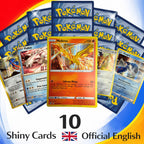 10 Cartas Originales de Pokémon Reversas/Holo, Cartas Brillantes de Pokémon en Inglés - Holográficas/Reversas con Foil - Cartas Surtidas