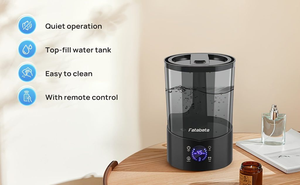 Humidificador de 4L con llenado superior para dormitorio, hogar, habitación grande de 25-35 m², 30 horas de autonomía, salida de 270 ml/h, 3 niveles de niebla con control de humedad del 45 %-90 %, 30 dB de silencio, control remoto, apagado automático - Id