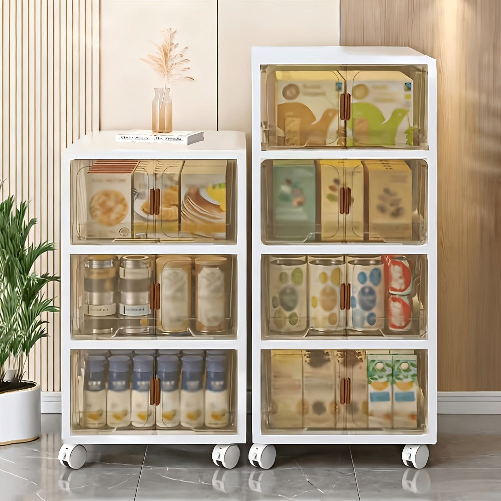 Armario plegable de 5/4/3 niveles, el contenedor de cocina, caja de almacenamiento grande de doble apertura, accesorios para gabinetes, muebles con cubierta y ruedas, armario grande para guardar ropa, snacks, libros, contenedor plegable para el hogar, la