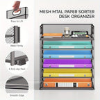 Organizador de escritorio, 6 niveles para hojas de carta, portaarchivos apilable, contenedores de almacenamiento con asa, artículos de oficina para hojas de documentos A4, papel, libro, revista