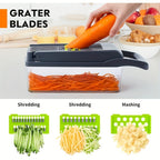 1 Juego de Picadora Manual de Verduras 16 en 1, con 8 Cuchillas, Recipiente, Pelador y Filtro, Fácil para Preparar Comidas, Cortador Profesional de Cebolla, Zanahoria y Ajo, Utensilios de Cocina