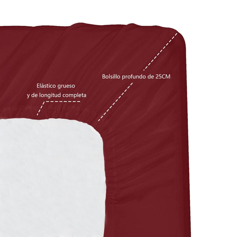 Juego de Sábanas Ligero Suave Fresca 4 Piezas para Cama de 90/105/135/150 cm – 100%Microfibra – Incluye Sábana Bajera Ajustable con borde elástico de 25 cm de profundidad, Sábana Encimera y 2 Fundas de Almohada – Suave, Transpirable y Confortable