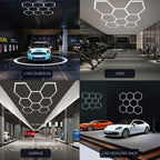 Paquete de 5/8 Lámparas de Techo LED Hexagonales - 280W 33600LM Ultra Brillantes Blanco Frío 6500K, Iluminación Exterior Moderna para Garaje, Taller, Estudio, Tienda de Detallado Automotriz - Duración Estimada, Fácil Instalación, Montaje