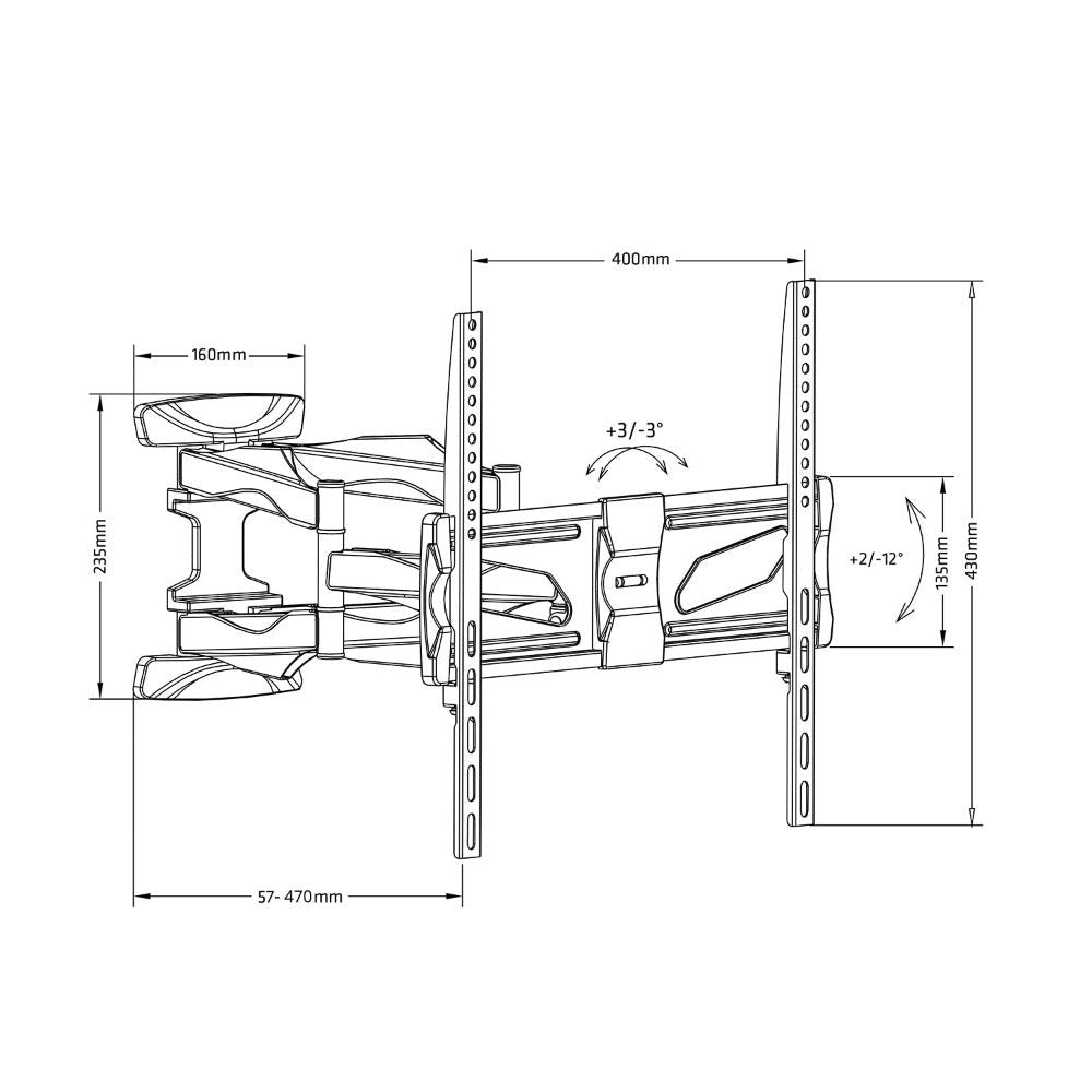 Soporte de TV Universal de 26-70 Pulgadas Maclean MC-781 Negro Hasta 45Kg
