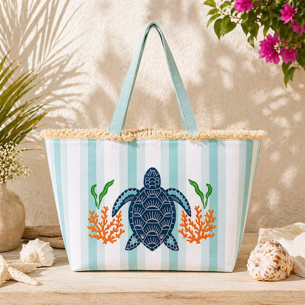 Bolso Tote de playa con estampado de animales marinos, bolso de gran capacidad para mujer, bolso bandolera, ideal para playa, piscina, viajes y uso diario