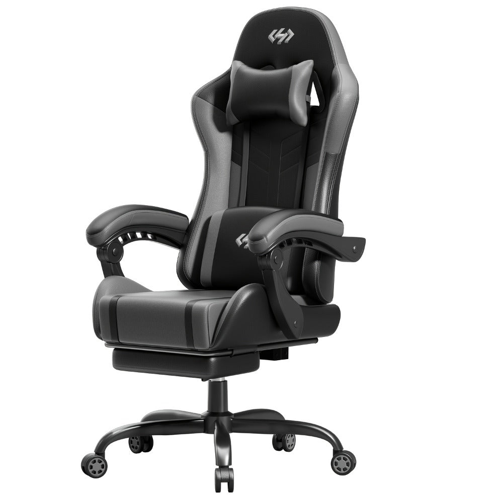 Silla Gaming con Masaje Lumbar Incorporado, Diseño Ergonómico Soporte Lumbar Ajustable y Reposacabezas, Silla de Computadora Giratoria de 360 Grados Reclinable para Oficina, Ideal para Juegos/Trabajo de Larga Duración