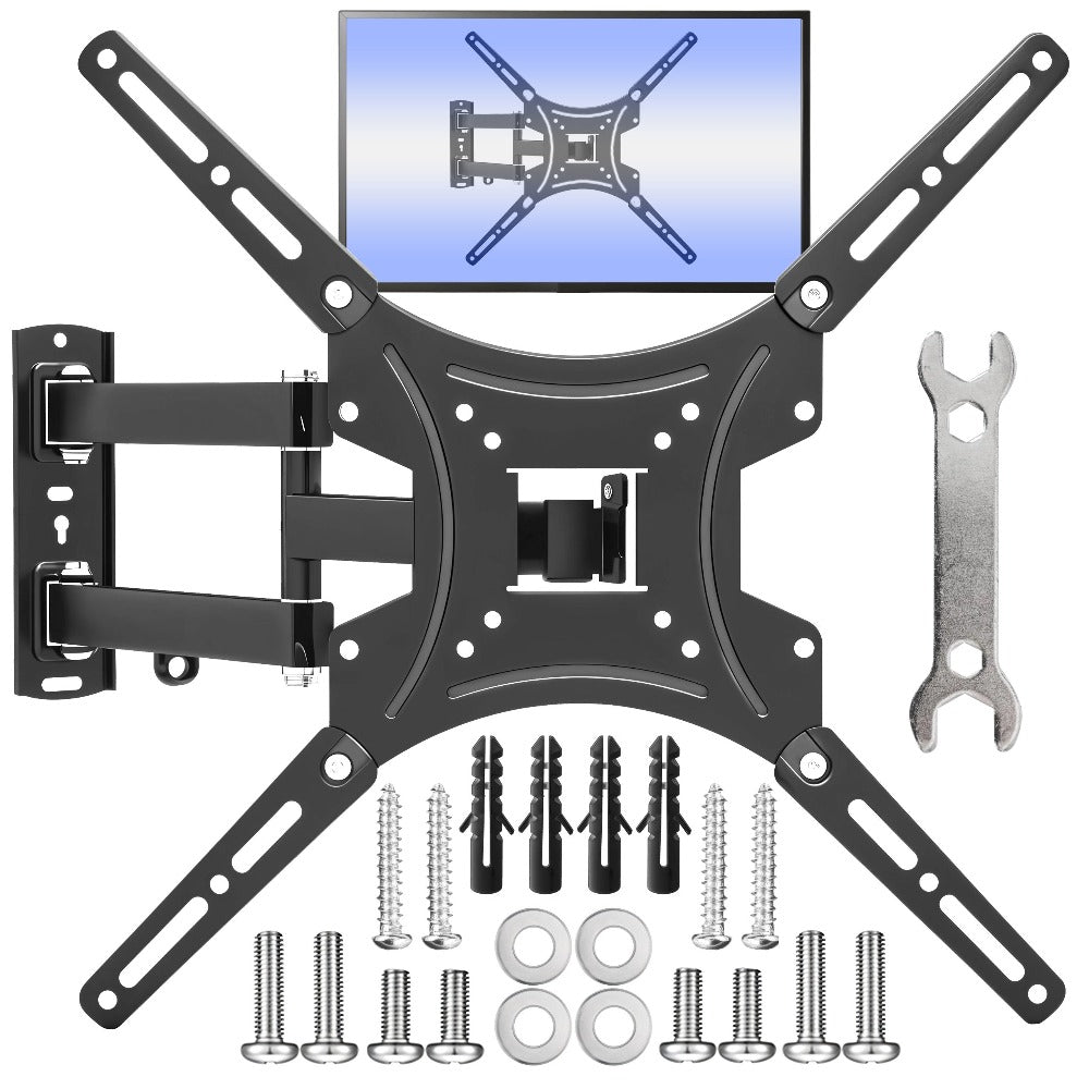 Soporte giratorio para TV LCD LED de 32" - 55" con brazo 3D USB ajustable. Soporte de pared giratorio para TV y monitor de PC. Brazo de acero 3D ajustable con capacidad de carga de 22 kg. Soporte de TV móvil con alcance de 50 cm y organizador de cables. S