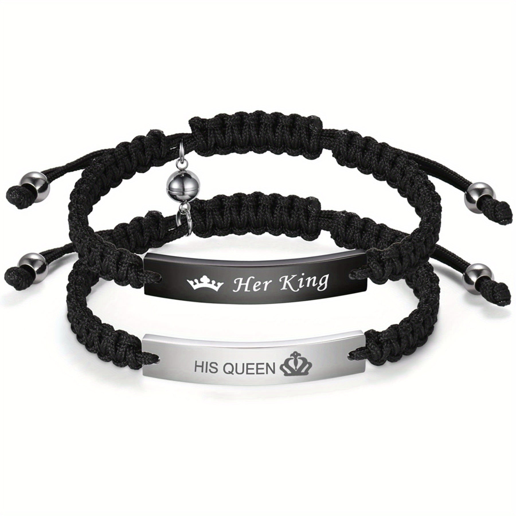 Pulsera Magnética de Acero Inoxidable para Parejas JewelryWe - Pulso Atractivo y Duradera con Cuerda Trenzada Adjustalbe, Regalo Ideál Para San Valentín o Aniversario. Diseño Elegante Vintage Unisex en Metal De Alta Calidad