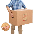 Caja Cartón para Mudanzas y Almacenaje Ultra Resistentes con Asas, Fabricadas en Cartón Duro, Ideal para Mudanzas o Almacenaje de Libros y Ropa, Transporte Cómodo y Seguro gracias a las Asas Laterales - packer PRO