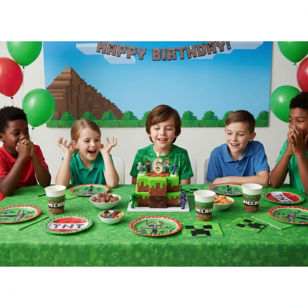 Juego de fiesta para 8 personas: Decoración de mesa de cumpleaños con 8 platos, 8 vasos y servilletas