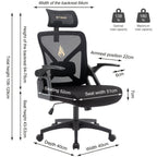 Silla de Oficina Ergonómica, Silla de Escritorio para el Hogar, Silla de Malla de Respaldo Alto con Profundidad de Asiento Ajustable, Silla de Computadora con Soporte Lumbar