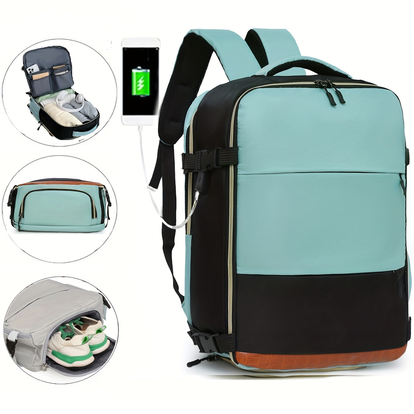 Mochila de Viaje Versátil para Mujer, Bolso Casual Estiloso y Multifuncional para Laptop, Mochila Deportiva para Exteriores con Compartimento para Zapatos