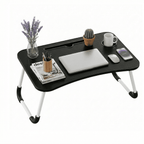 Mesa plegable para cama y sofá con portavasos, mesa auxiliar multifunción con atril para leer en la cama, bandeja multifunción para ordenador, libros, trabajo y estudio en casa (50x30x22cm)