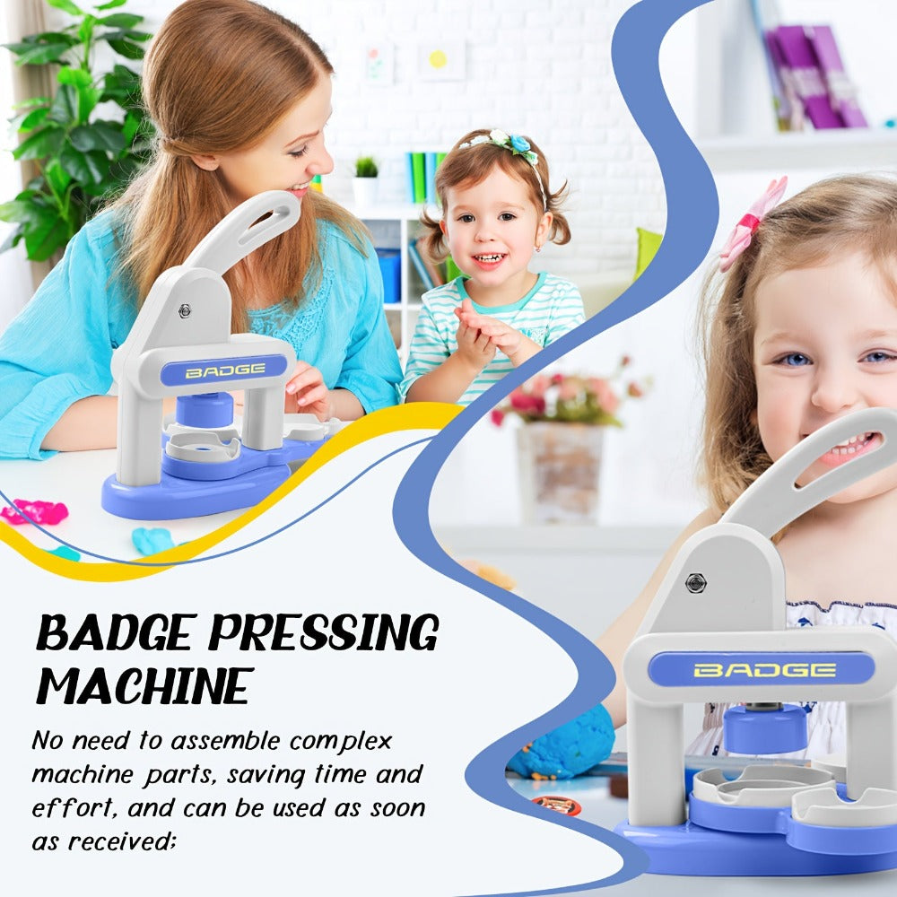 Máquina para hacer botones, 55 mm x 35 mm, kit de máquina de prensa para hacer botones magnéticos sin instalación, máquina de prensa para perforar insignias, con 12 placas para insignias de 55 mm, 12 placas para insignias de 35 mm y 12 placas para insigni