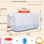 Tanque de agua de gran capacidad con grifo para uso doméstico y exterior 25L/50L/80L/110L/200L Cubo de almacenamiento de agua de plástico portátil y duradero