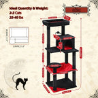 Árbol para Gatos de 143 cm de Altura, Torre Multinivel con Hamaca Extra Grande, Postes de Rascado Cubiertos de Sisal, Condominio Acogedor y Plataforma Superior