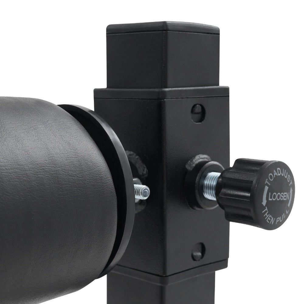 Soporte de sentadilla con pierna ajustable con rueda - Negro, 60,96x56,64x67,06cm, gran capacidad de carga (199,58KG), alfombras antideslizantes, perno de ajuste de altura, ideal para gimnasios y lugares de fitness en casa, sin batería