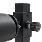Soporte de sentadilla con pierna ajustable con rueda - Negro, 60,96x56,64x67,06cm, gran capacidad de carga (199,58KG), alfombras antideslizantes, perno de ajuste de altura, ideal para gimnasios y lugares de fitness en casa, sin batería