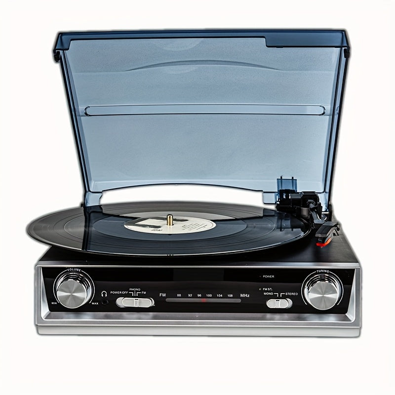 Tocadiscos | Tornamesa de vinilo, tocadiscos con altavoz incorporado, 3 velocidades, fonógrafo vintage de transmisión por correa, radio FM