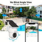 2 cámaras de seguridad solar ANRAN inalámbricas para exteriores, cámara WiFi 2.4G para seguridad del hogar con panel solar fijo, PTZ 360° para vigilancia doméstica, detección de humanos PIR, visión nocturna en color, comunicación bidireccional, color blan