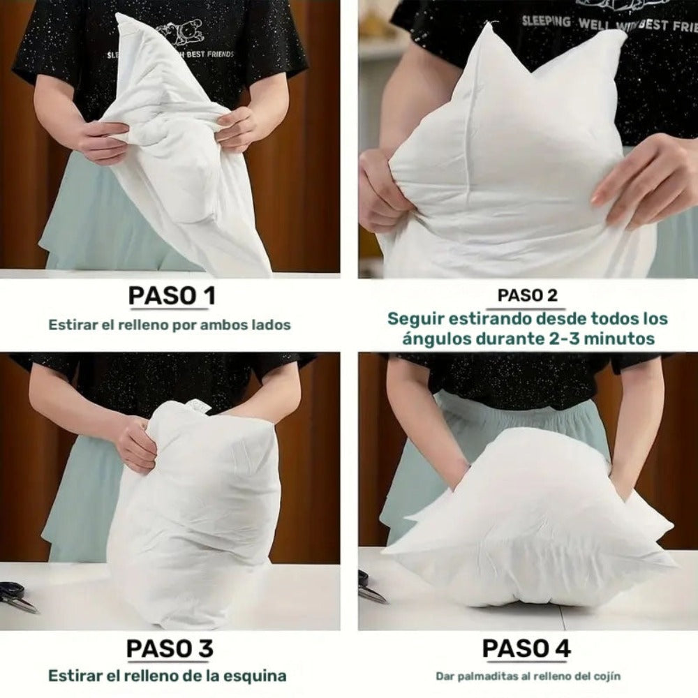 Relleno de Cojín Decorativo 45x45cm - Fibra Hueca Siliconizada (4 Unidades) para Sofá, Cama o Coche