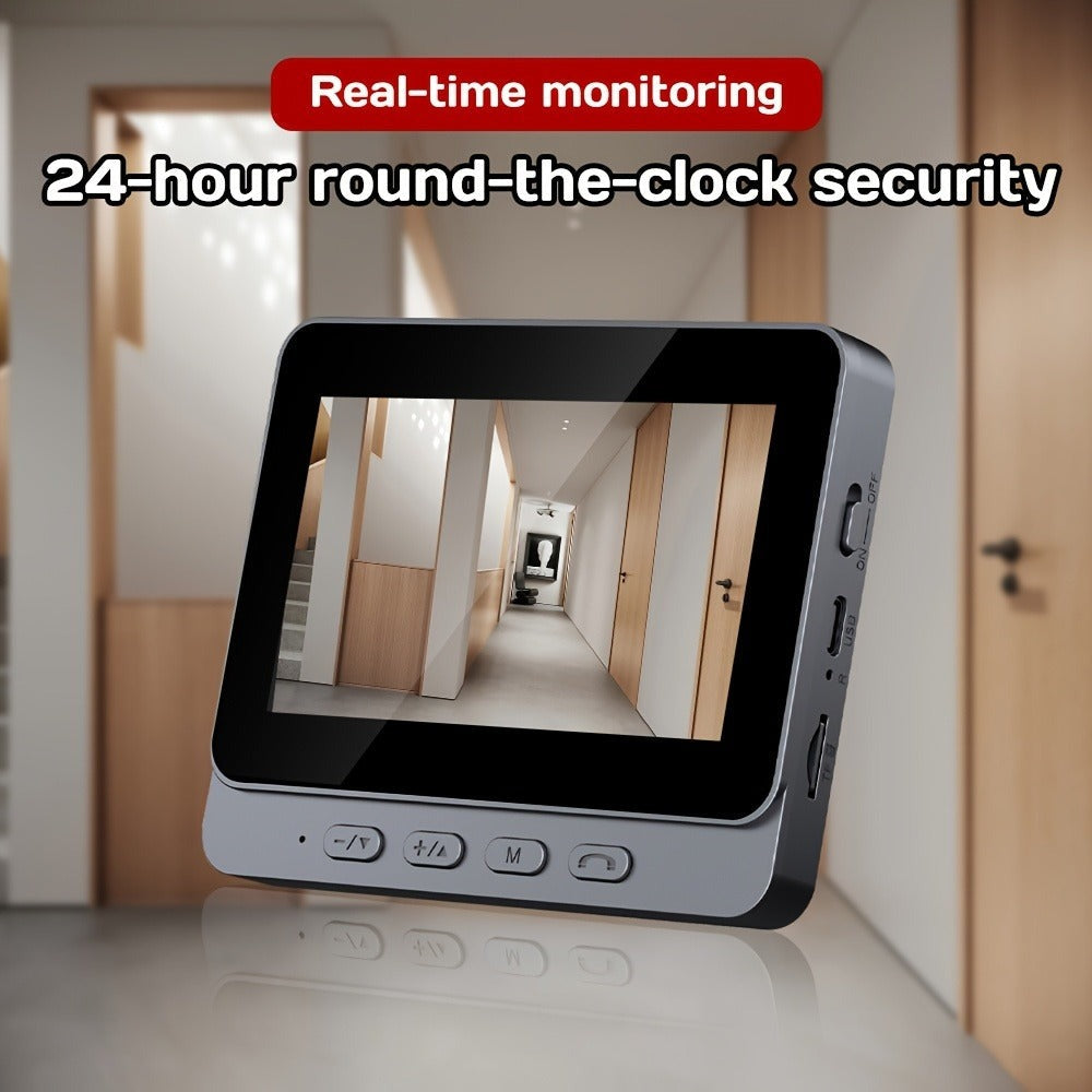 1pc Timbre Inalámbrico con Cámara Sin WiFi, Video Intercomunicador Inalámbrico con Pantalla IPS de 10.92cm, Lente Gran Angular, Audio Bidireccional, Visión Nocturna, Para Seguridad en el Hogar