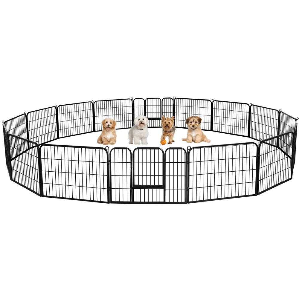 Costoffs Jaula para Perros de 80 x 60 cm con Puerta y Anillos para Piso, Ideal para Uso Interior y Exterior