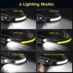 Linterna frontal LED recargable 4pcs | Para camping, senderismo y reparación