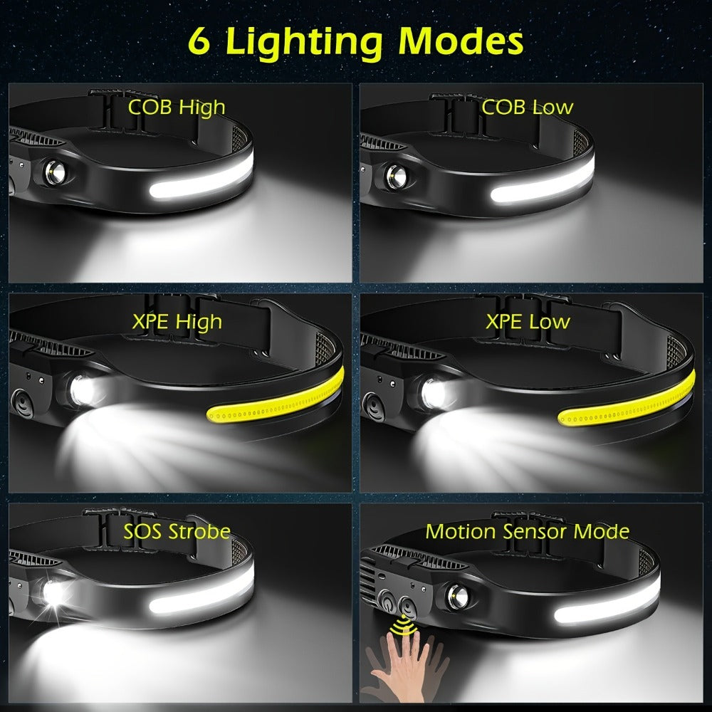 Linterna frontal LED recargable 4pcs | Para camping, senderismo y reparación