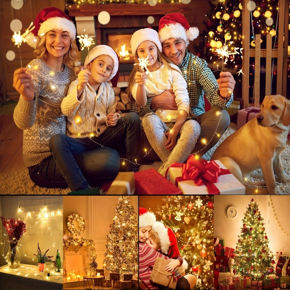 Guirnalda de luces LED de hadas de 100 m + 5 m de largo, 1000 cuentas LED, enchufe de salida de 31 V, luces LED de hadas para árbol de Navidad alimentadas por corriente con temporizador, función de memoria, 8 modos, decoraciones iluminadas para festividad