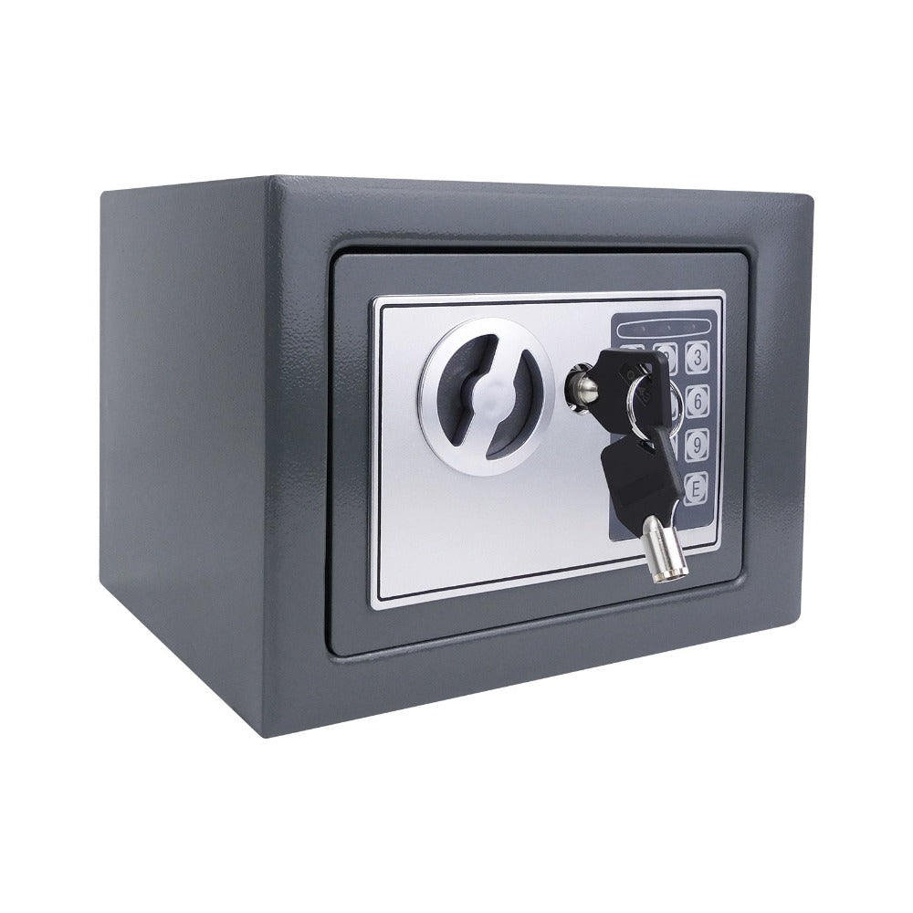 Caja Fuerte Electrónica Digital de Seguridad con Cerradura de Contraseña y Llave, Caja de Depósito de Dinero en Efectivo, Acero Resistente con 2 Llaves para Oficina, Hogar, Hotel, Montaje en Pared o Suelo