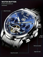 Reloj Mecánico Multifuncional para Hombres, Reloj Deportivo de Moda para Hombres con Carga Automática, Reloj con Parte Posterior Abierta, Regalos de Vacaciones, Sin Batería