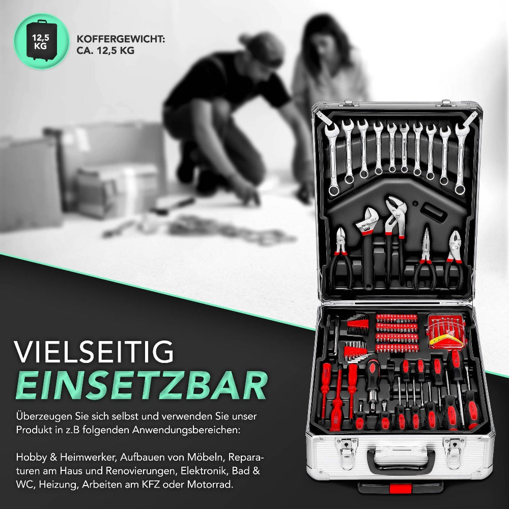 TRESKO® Juego de Herramientas Completo de 1400 piezas | Gabinete de Herramientas Lleno | Caja de Herramientas XXL | Bolsa de Herramientas con Herramientas | Carro de Herramientas | Acero al Cromo-Vanadio