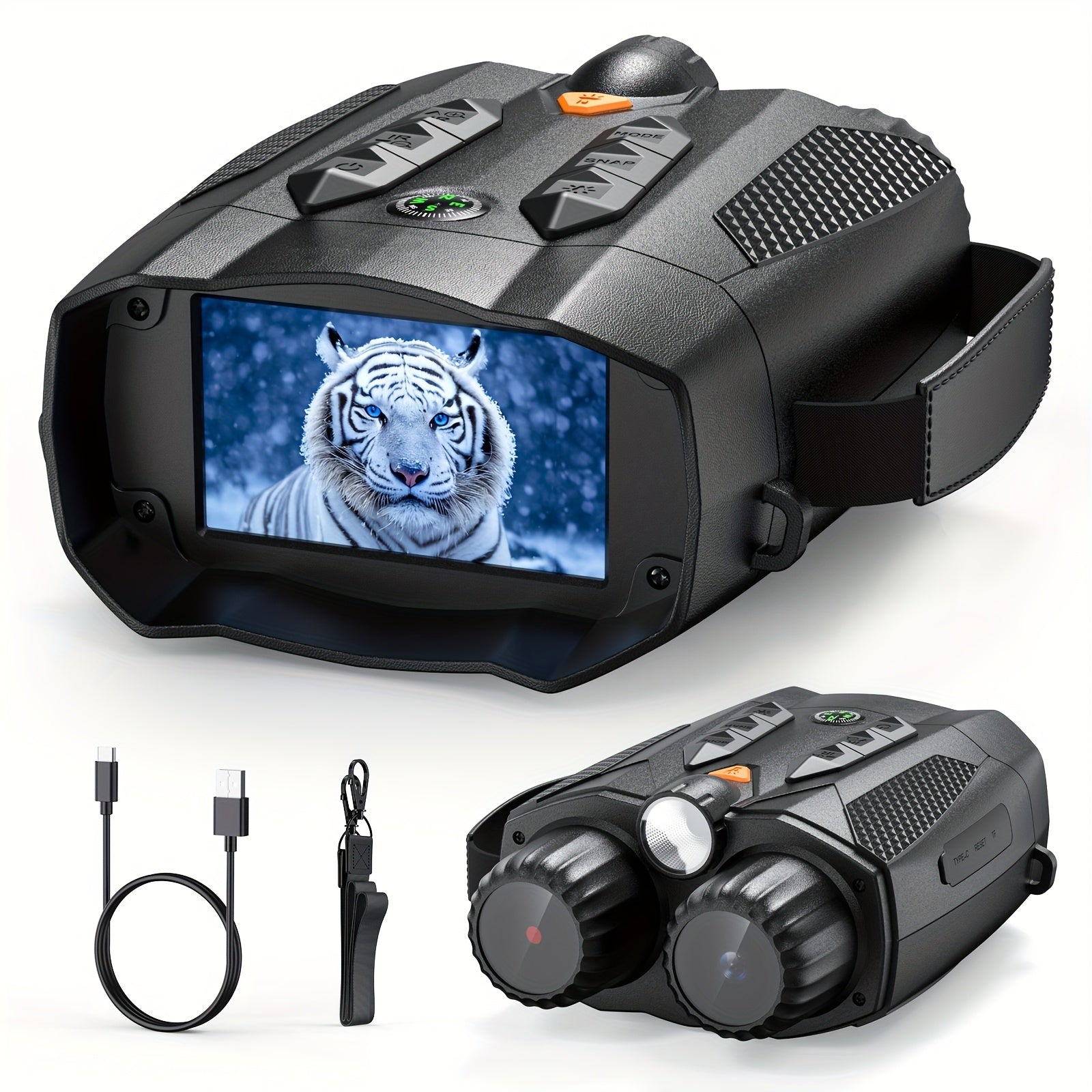 Binoculares de visión nocturna 4K HD, gafas de visión nocturna con pantalla de 3 pulgadas y linterna, adecuadas para la caza al aire libre en la oscuridad, seguridad para acampar, observación de la vida silvestre, zoom digital 10X, batería incorporada de