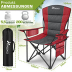 TRESKO® Silla de Camping Plegable hasta 200Kg | Silla Plegable con Bolsa Nevera, Portavasos y Bolsillo Lateral | Silla XXL Plegable Incluye Bolsa de Transporte | Silla de Pesca Acolchada para Exterior, Pesca, Festival y Jardín